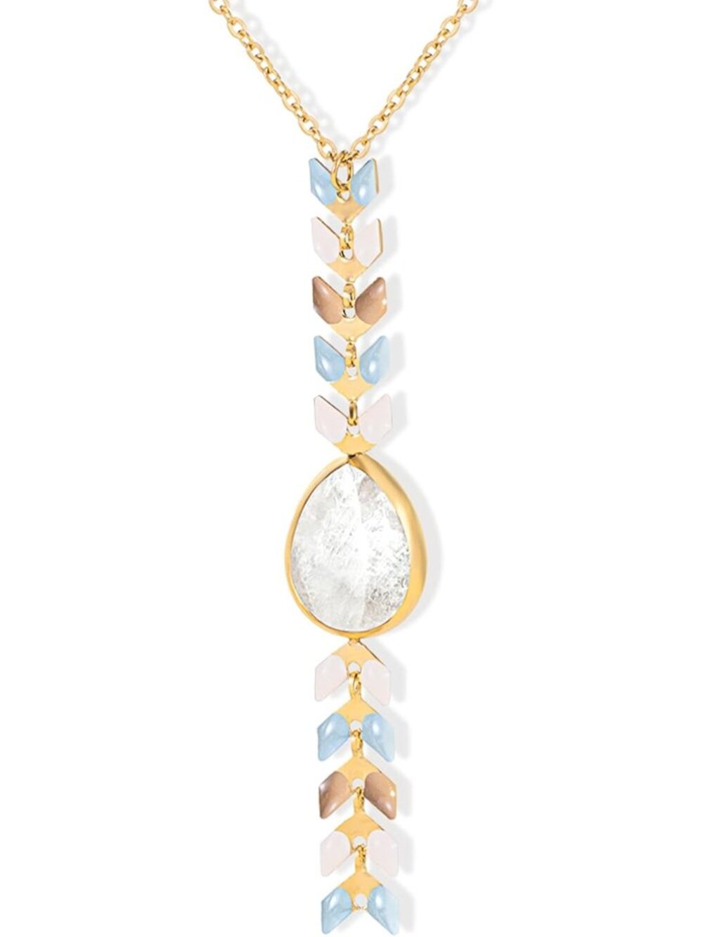 Wrangler Gold Western Y Necklace for Women Statement 14K Country Natural Stone C